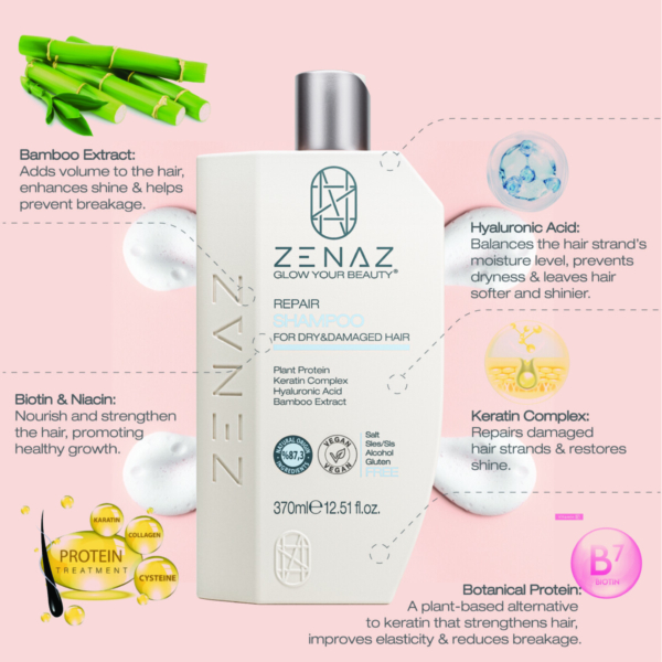 Repair Shampoo 370 ml - Zenaz Cosmetics | Natural Hair and Body